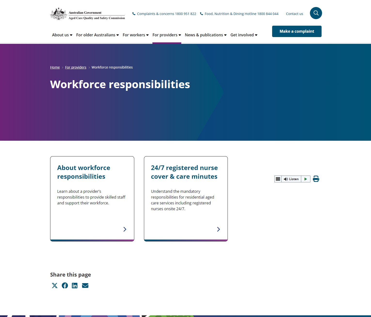 Workforce responsibilities