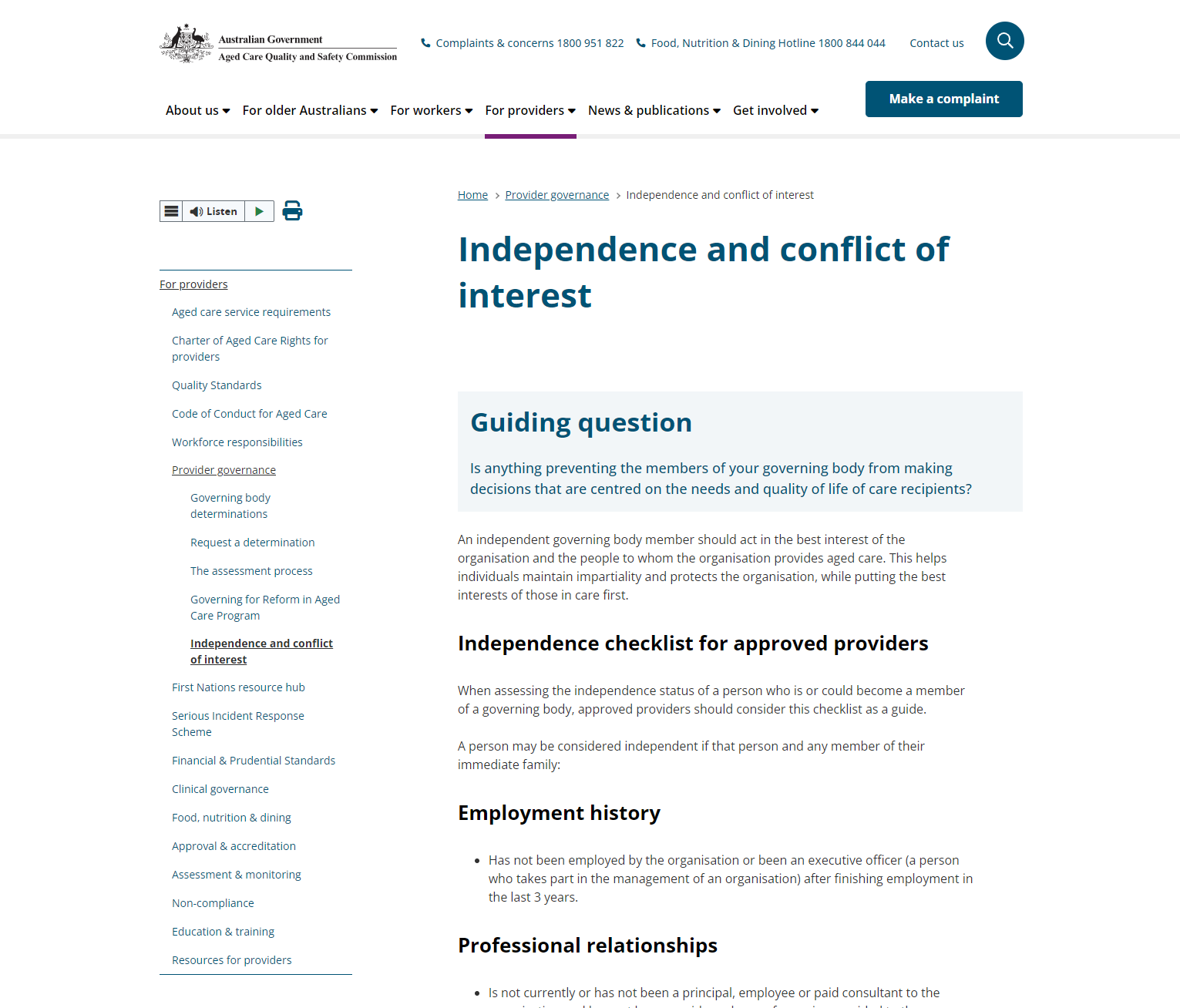 Independence and conflict of interest