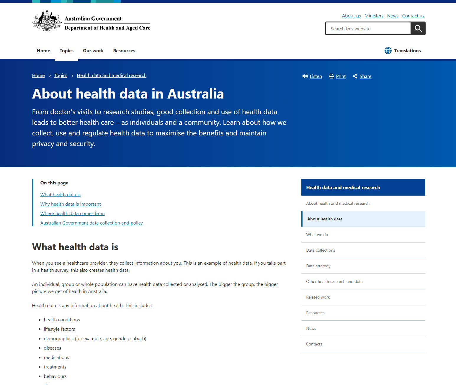 About health data in Australia