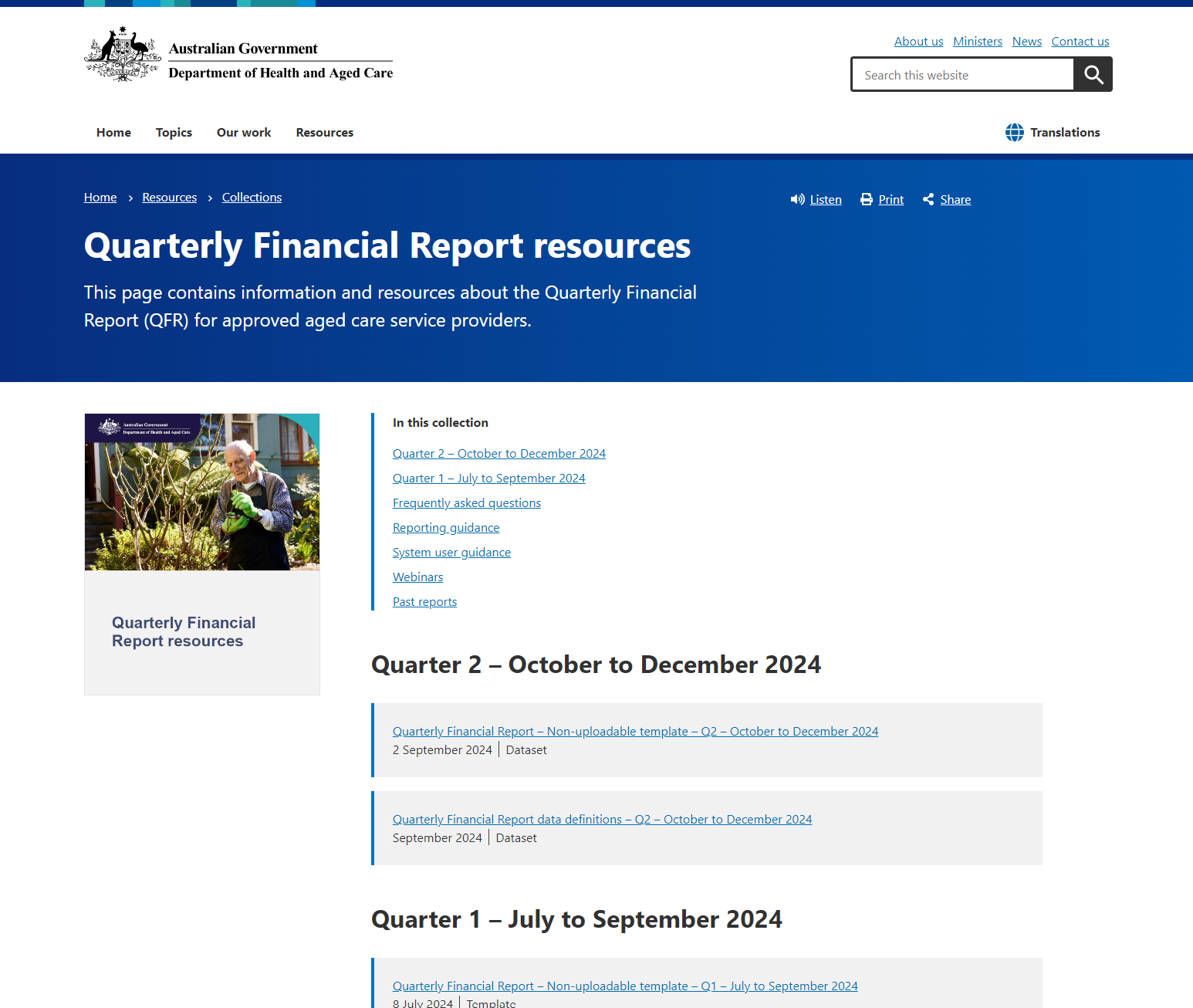 Quarterly Financial Report resources