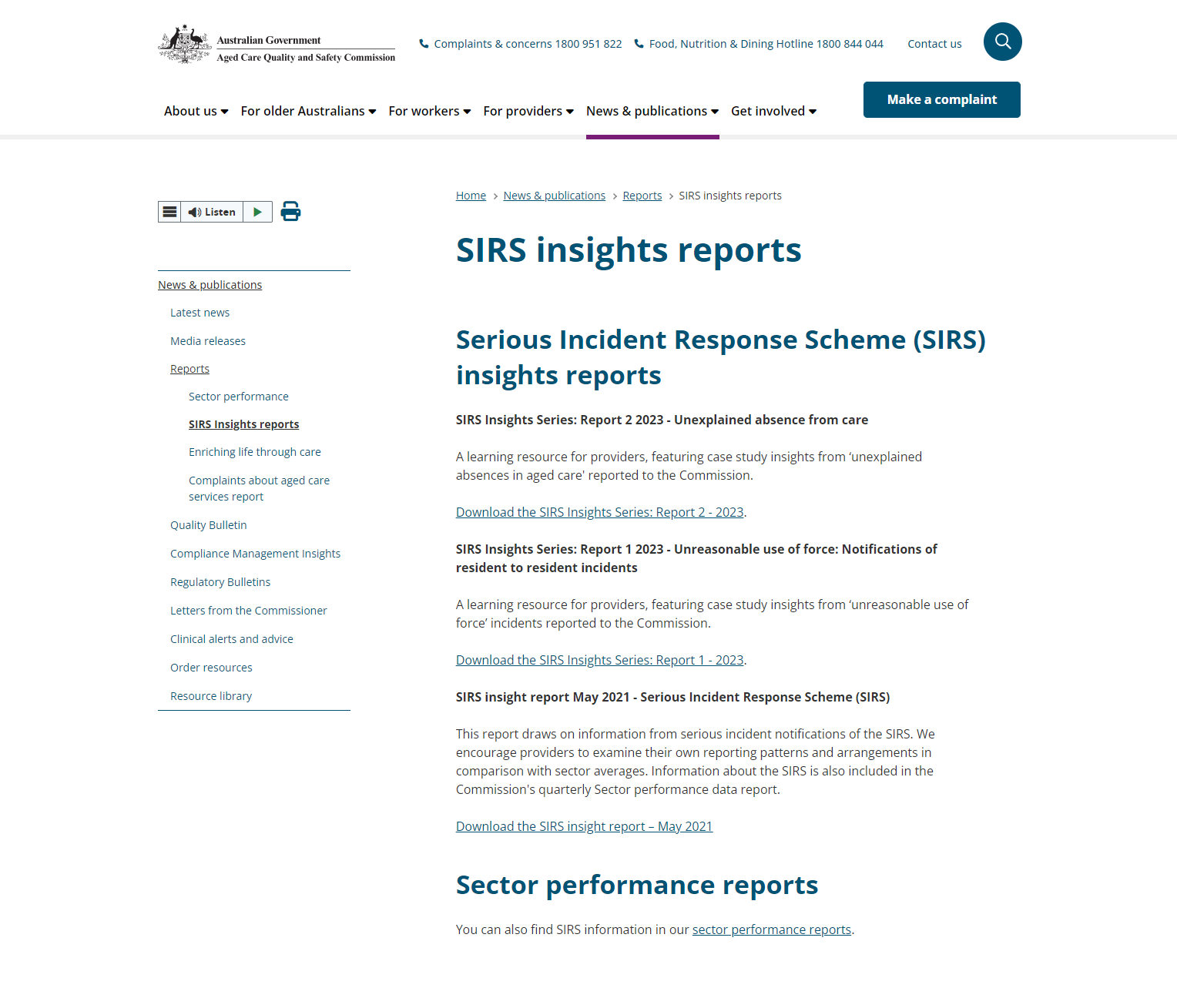 SIRS insights reports