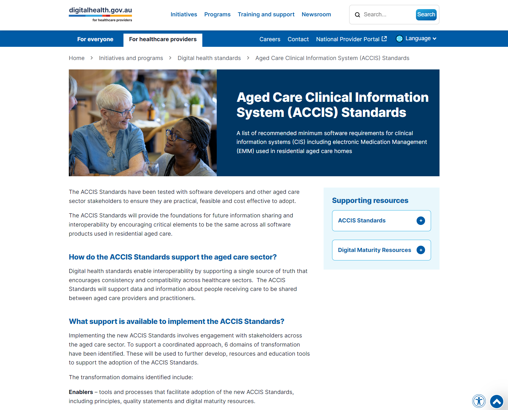 Aged Care Clinical Information System (ACCIS) Standards