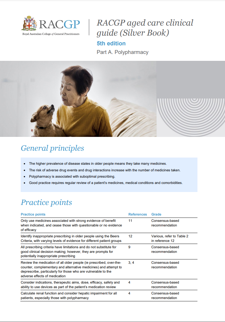 RACGP aged care clinical guide (Silver Book) - Part A - Polypharmacy