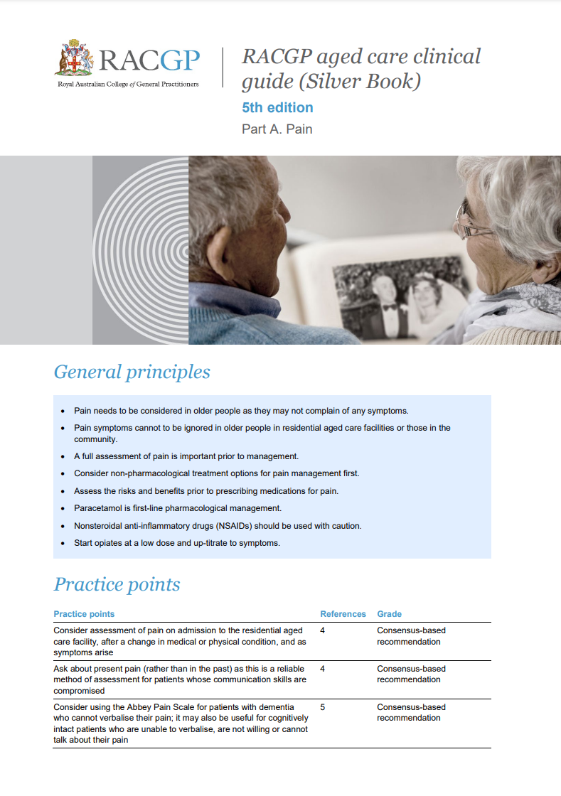 RACGP aged care clinical guide (Silver Book) - Part A - Pain