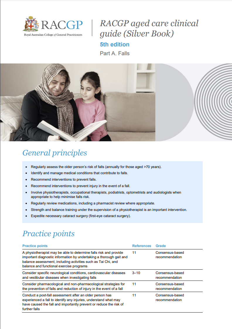 RACGP aged care clinical guide (Silver Book) - Part A - Falls