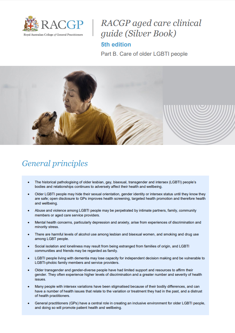RACGP aged care clinical guide (Silver Book) - Part B - Care of older LGBTI people