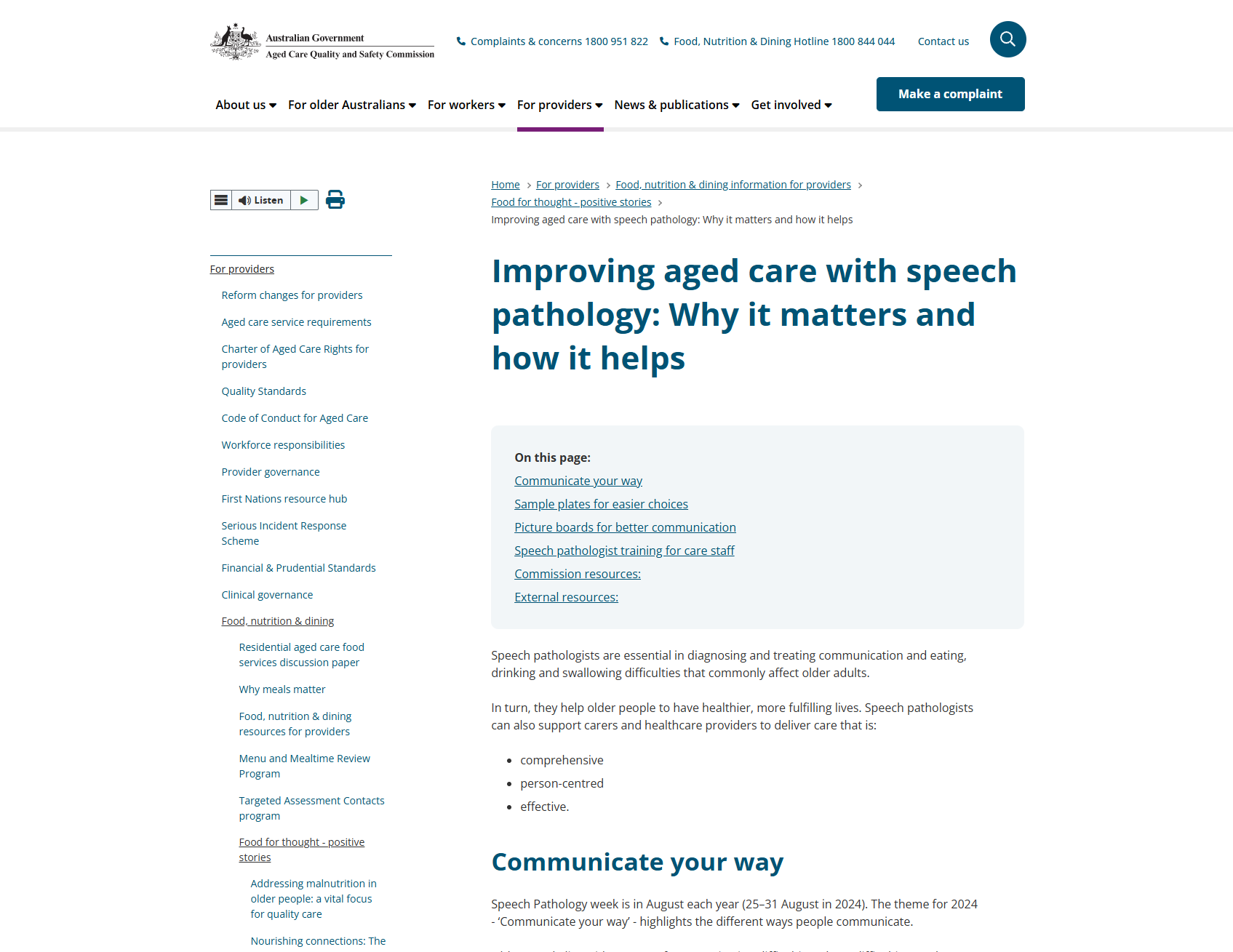 Improving aged care with speech pathology: Why it matters and how it helps