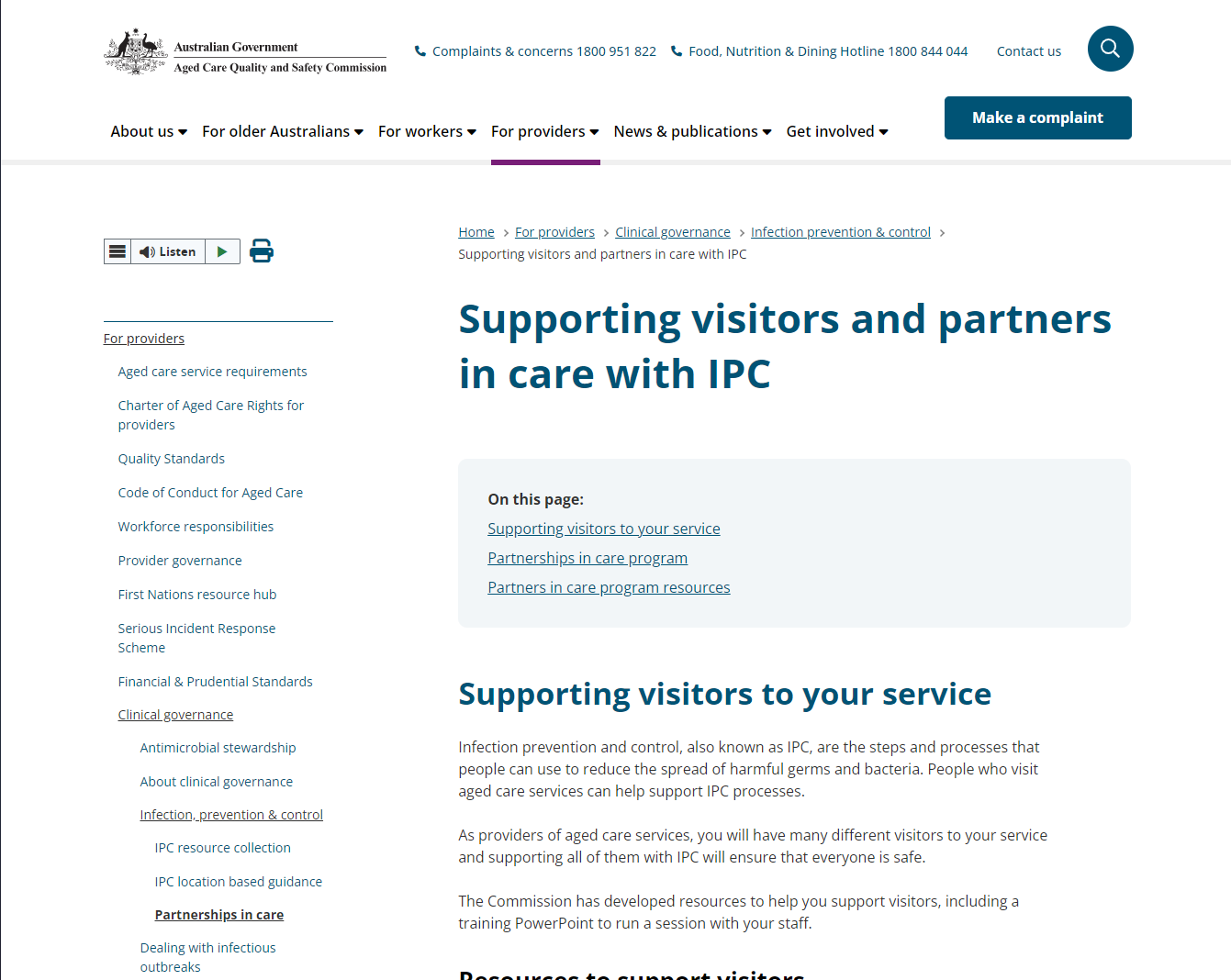 Supporting visitors and partners in care with IPC