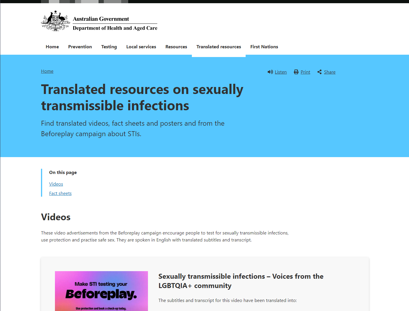 Translated resources on sexually transmissible infections