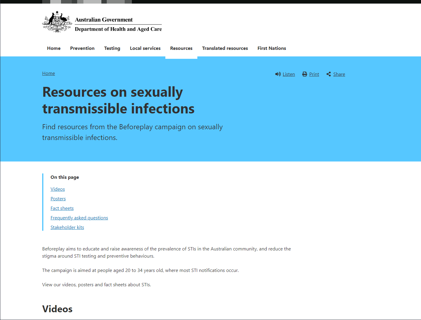 Resources on sexually transmissible infections