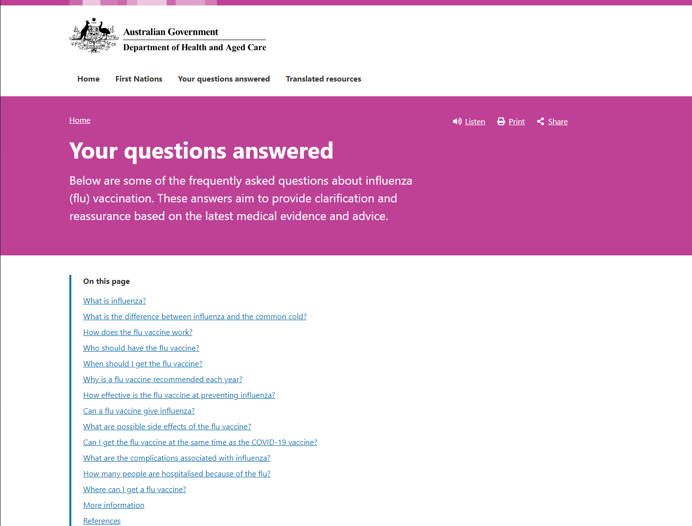 Your questions answered - Influenza