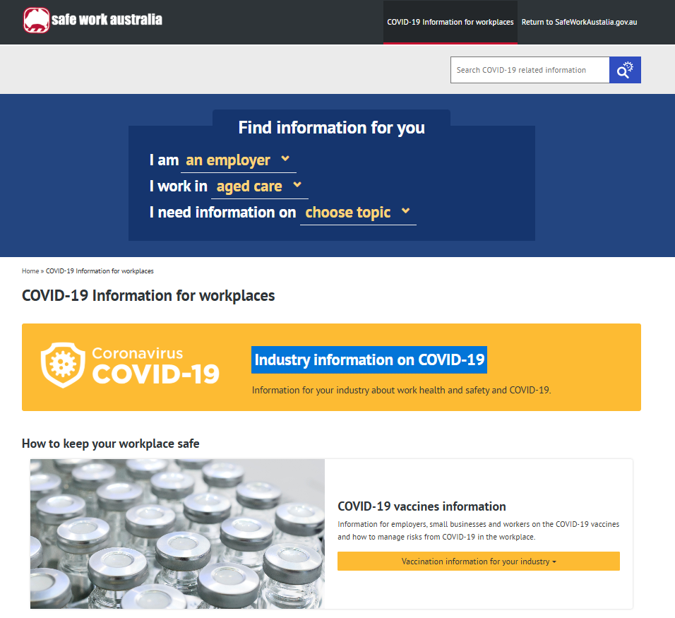 COVID-19 Information for workplaces - General
