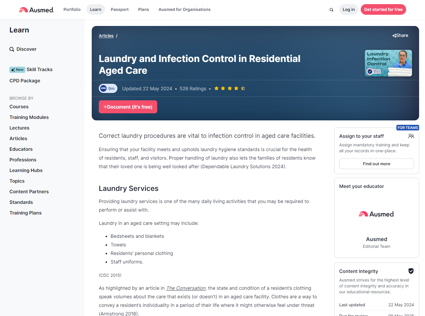 Laundry and Infection Control in Residential Aged Care
