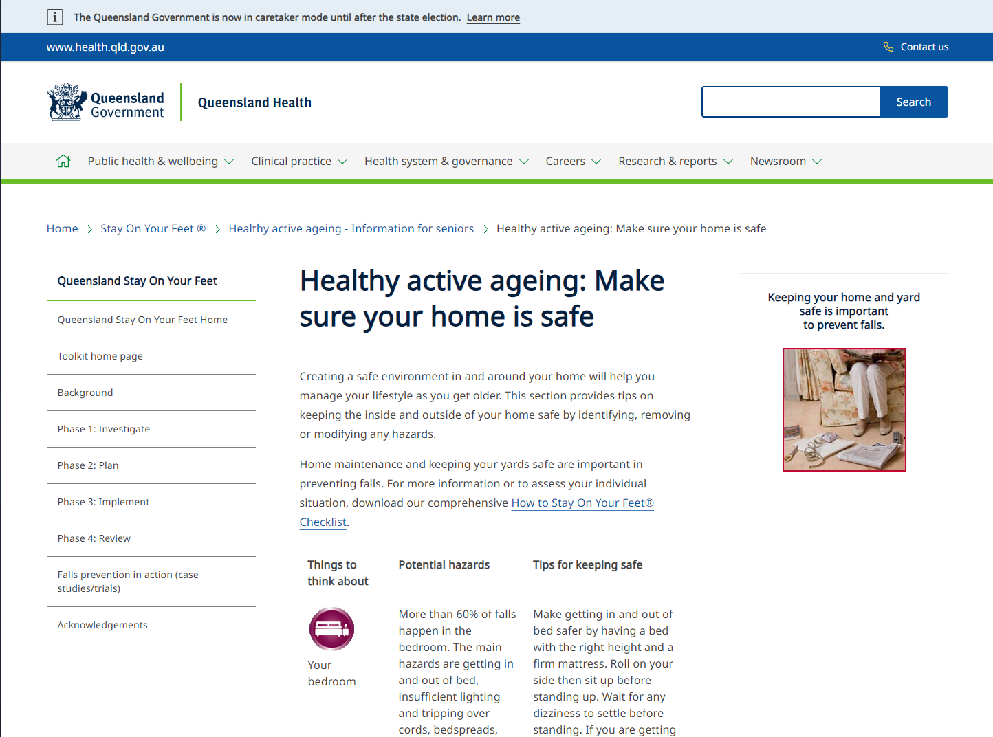 Healthy active ageing: Make sure your home is safe