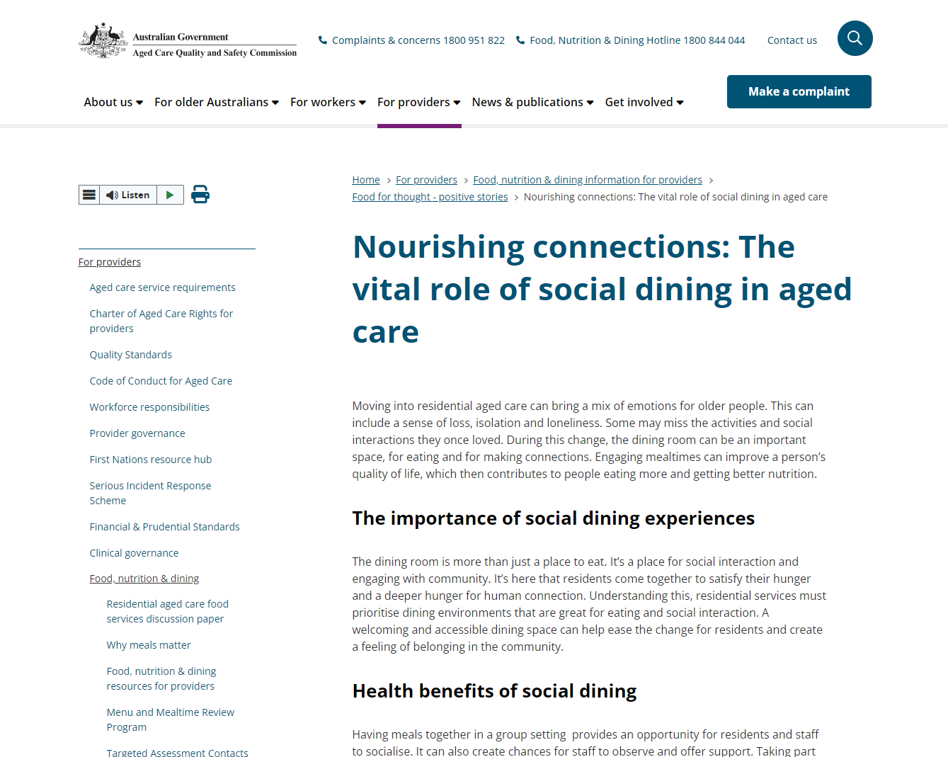 Nourishing connections: The vital role of social dining in aged care