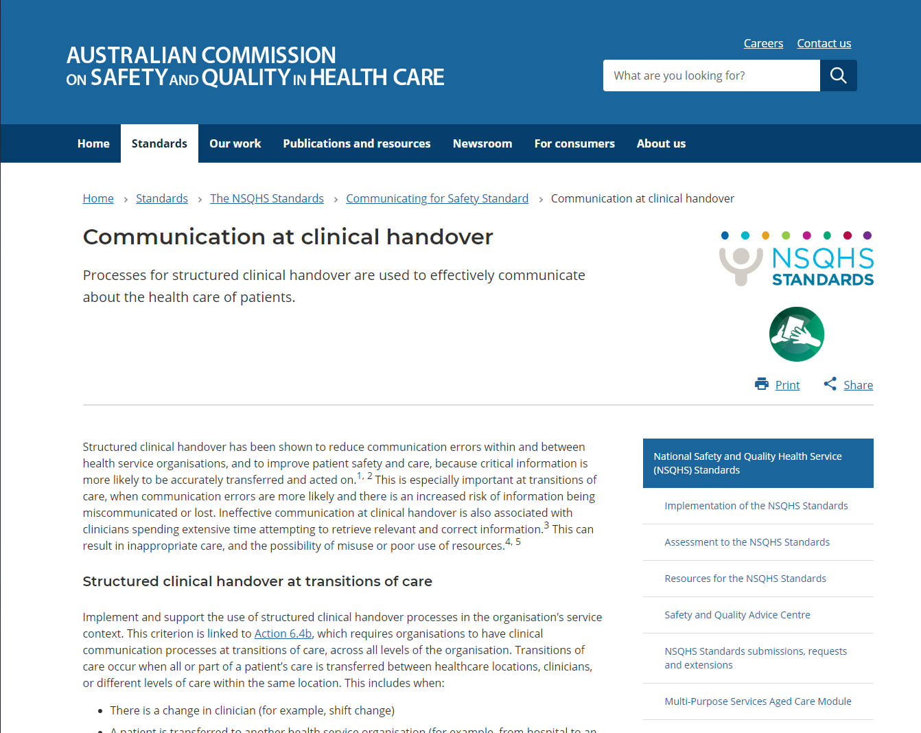 Communication at clinical handover