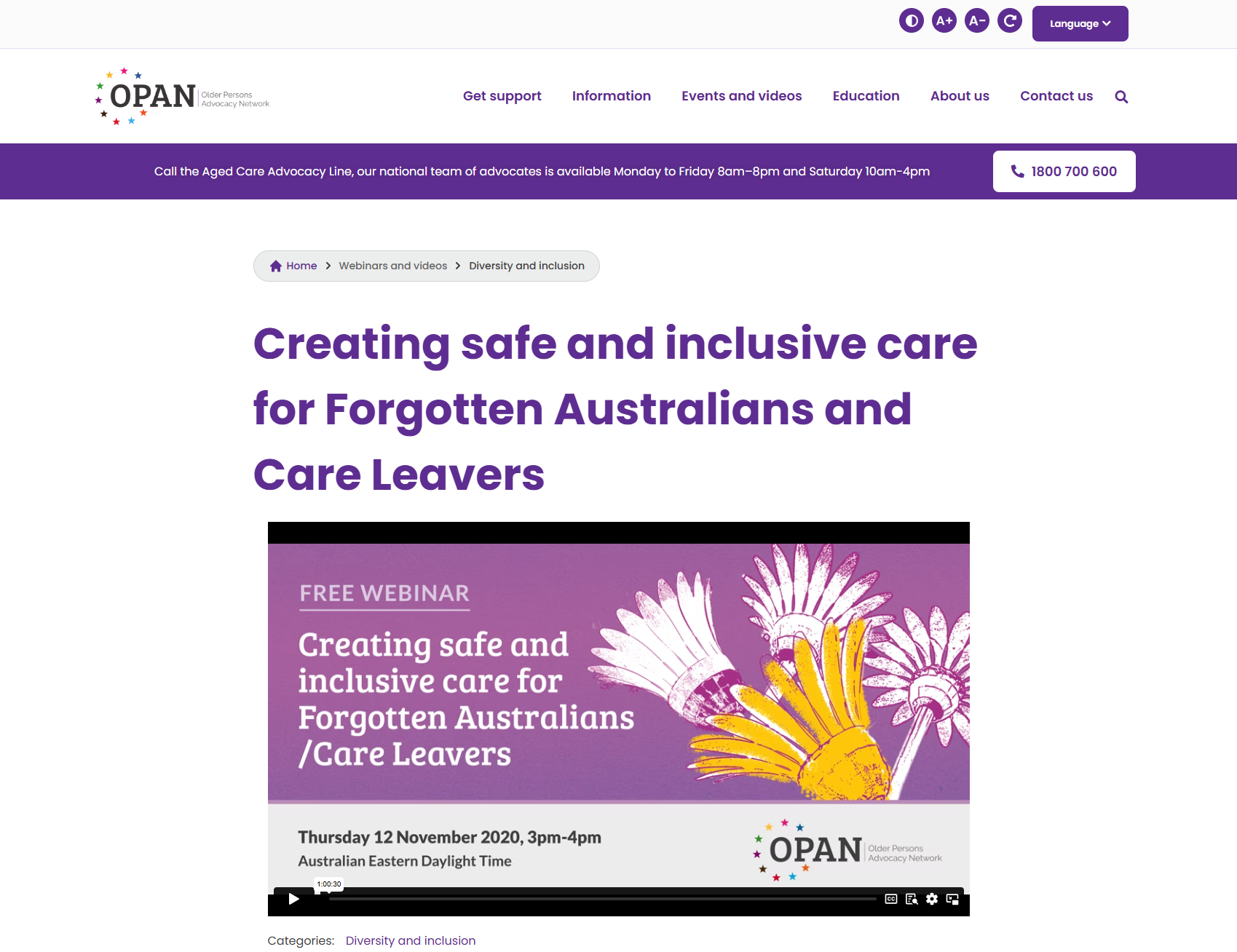Creating safe and inclusive care for Forgotten Australians and Care Leavers