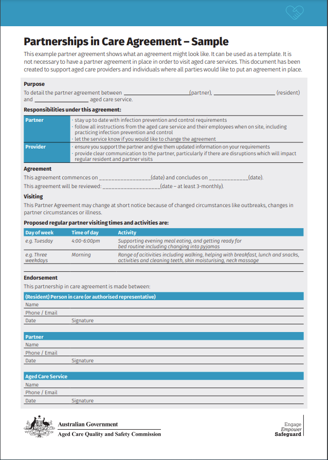 Partnerships in care agreement