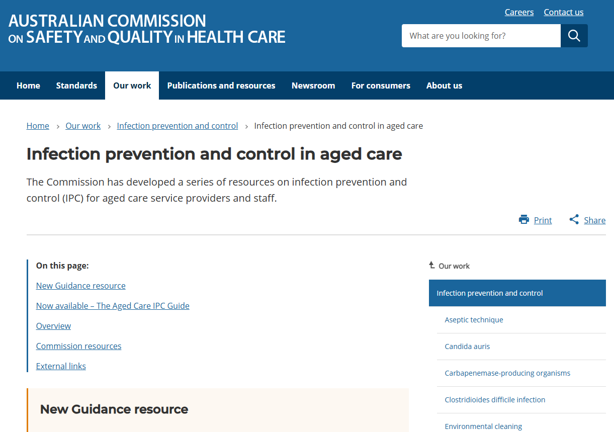 Infection prevention and control in aged care