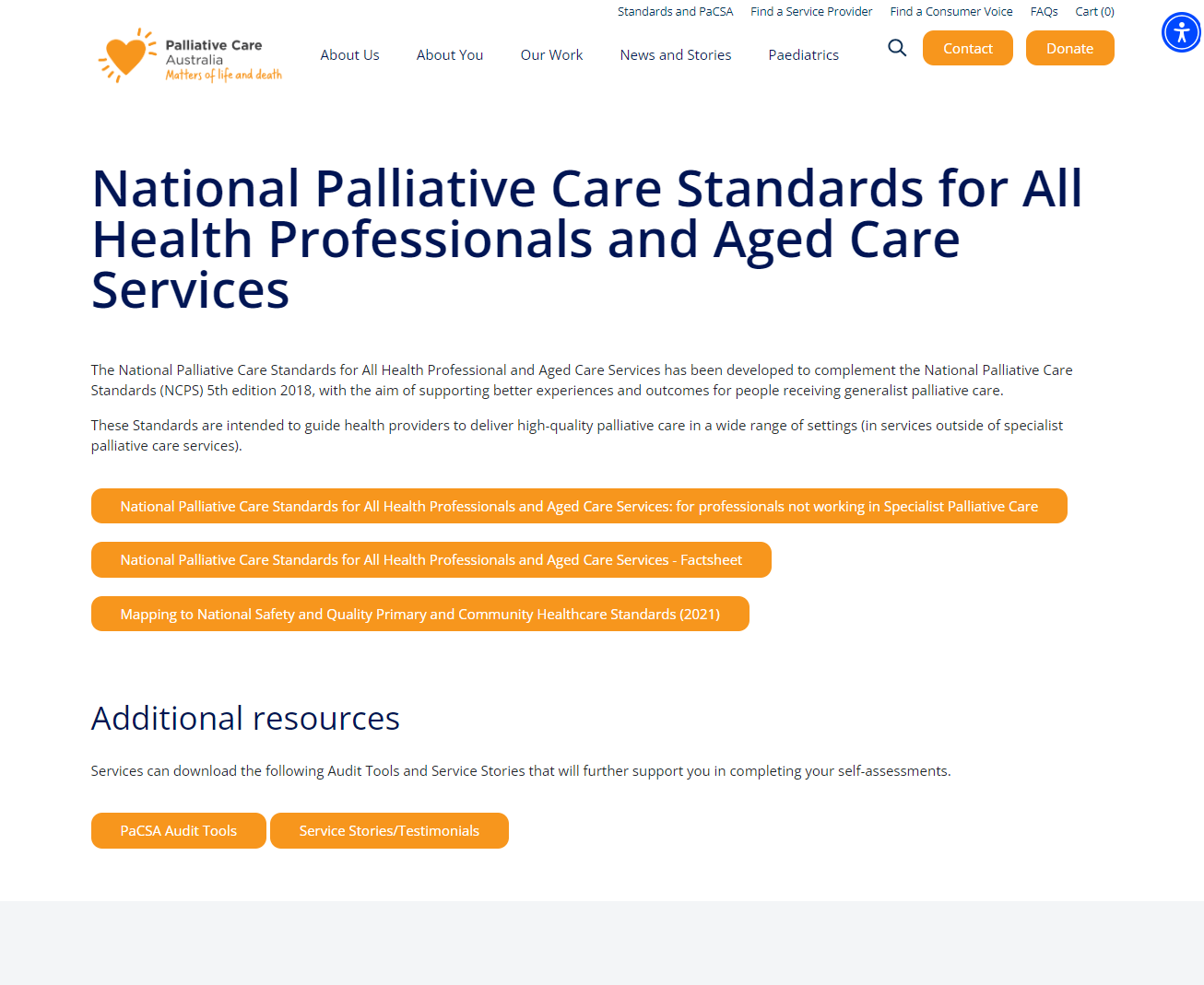 National Palliative Care Standards for All Health Professionals and Aged Care Services