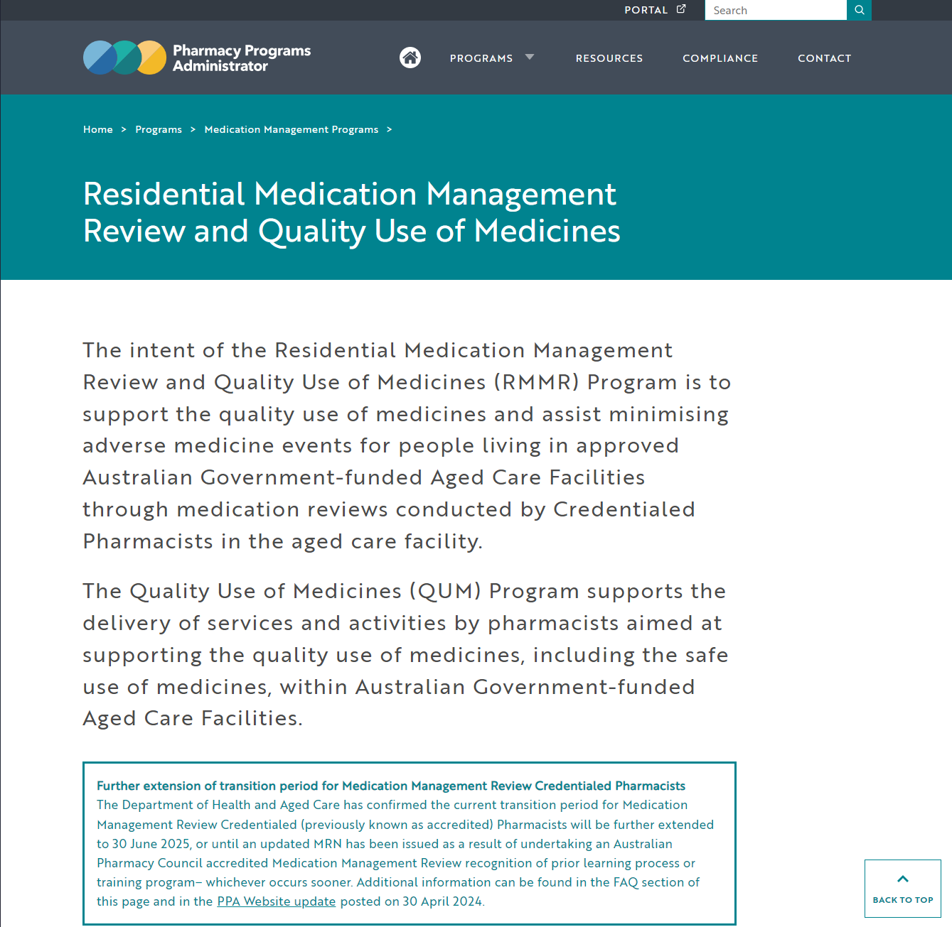 Residential Medication Management Review and Quality Use of Medicines