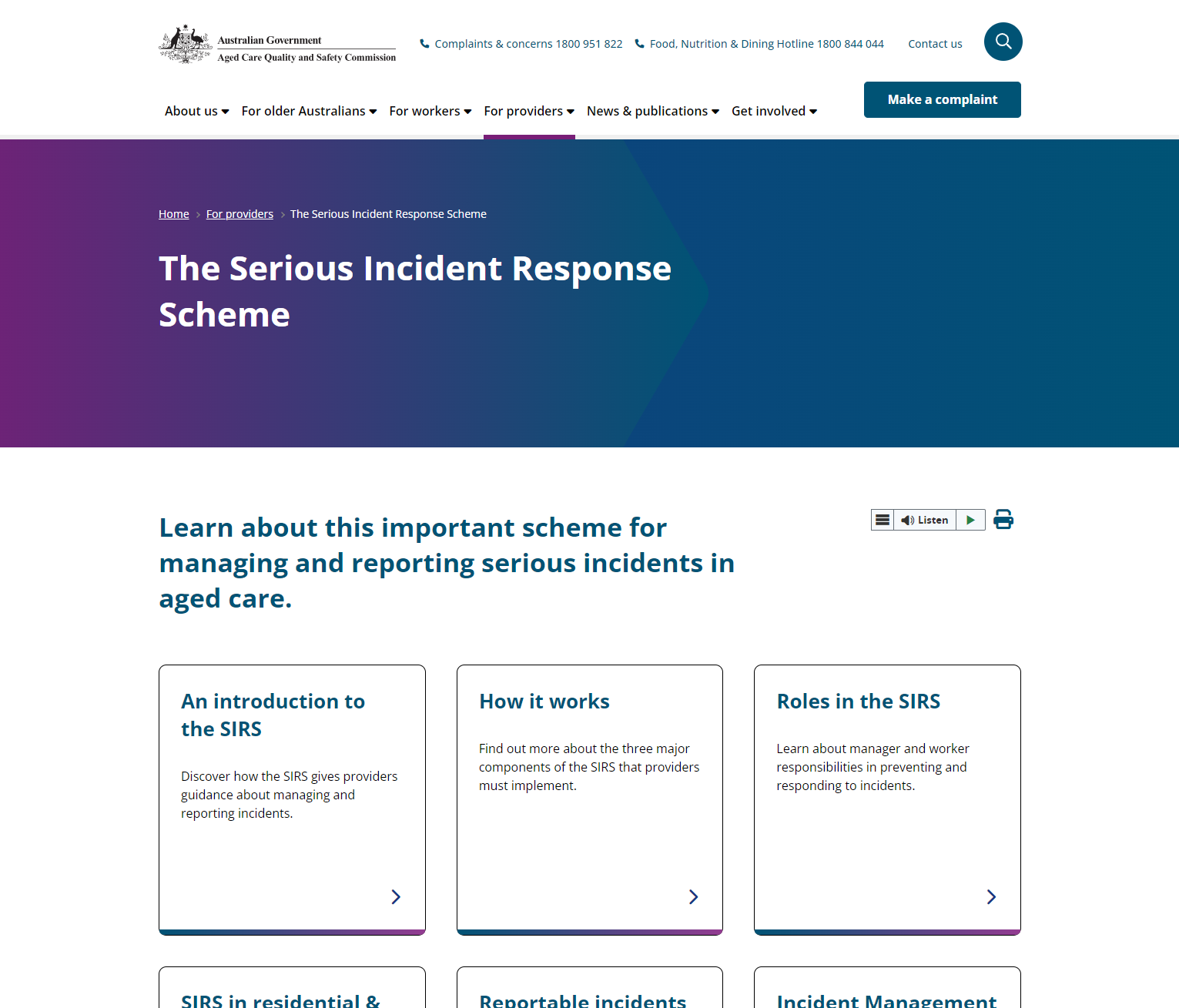 The Serious Incident Response Scheme