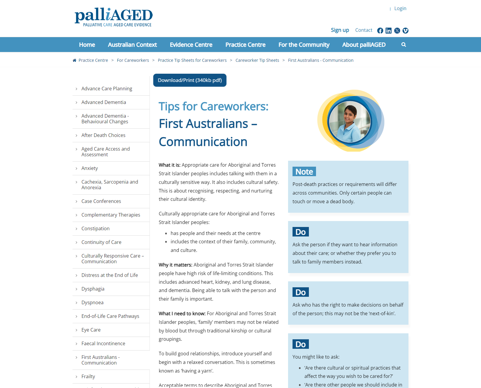 Tips for Careworkers: First Australians – Communication