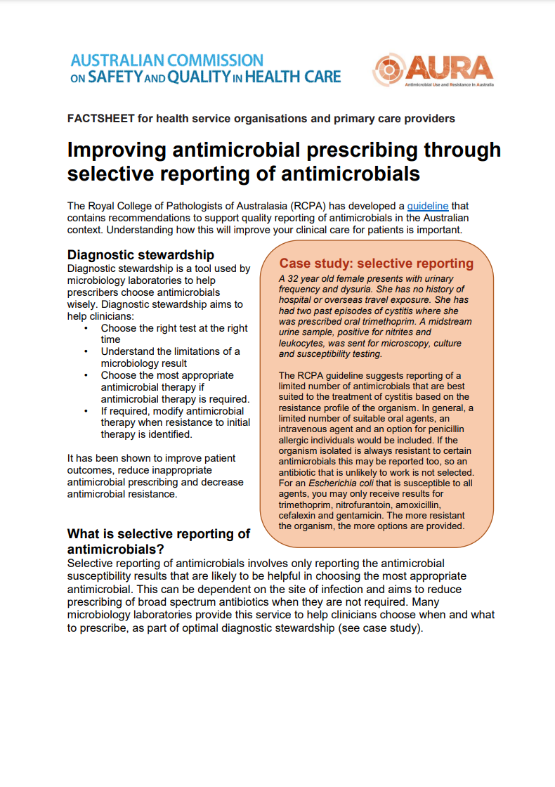 Fact sheet - Improving antimicrobial prescribing through selective reporting of antimicrobials
