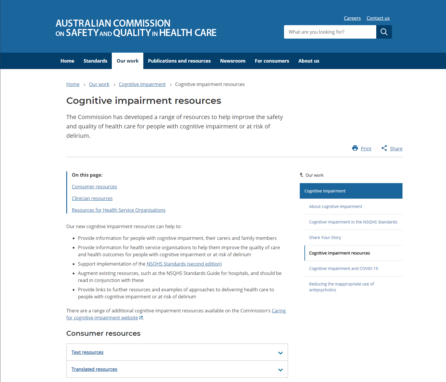 Cognitive impairment resources