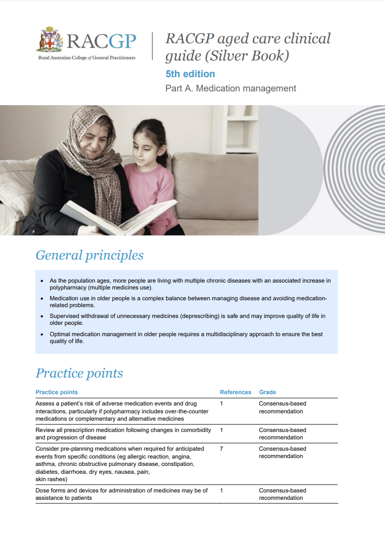 RACGP aged care clinical guide (Silver Book) - Part A - Medication management