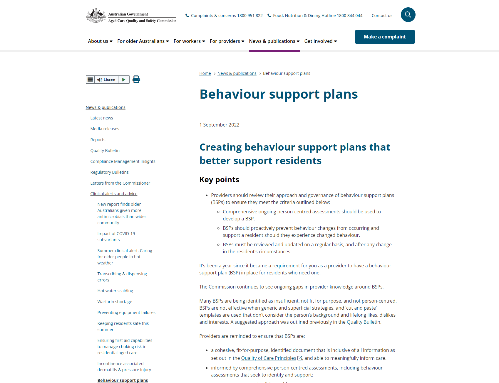 Creating behaviour support plans that better support residents 