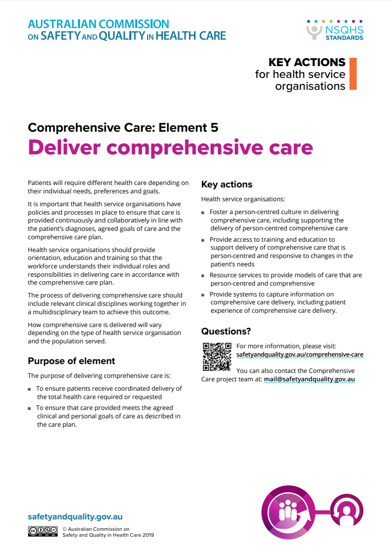 Comprehensive Care - Element 5: Deliver comprehensive care - Actions for health service organisations