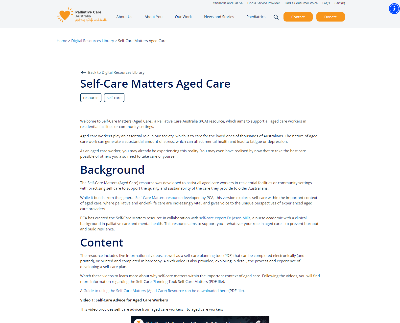 Self-Care Matters Aged Care