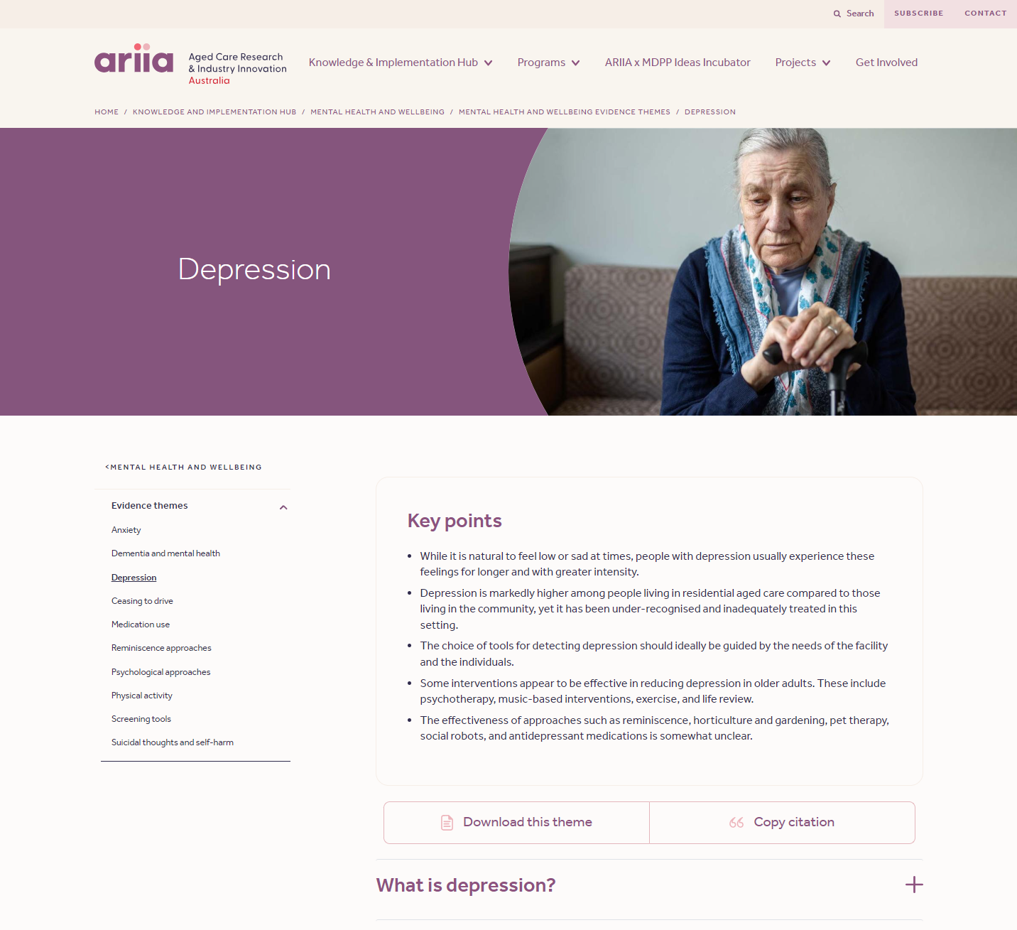 Mental health and wellbeing - Depression