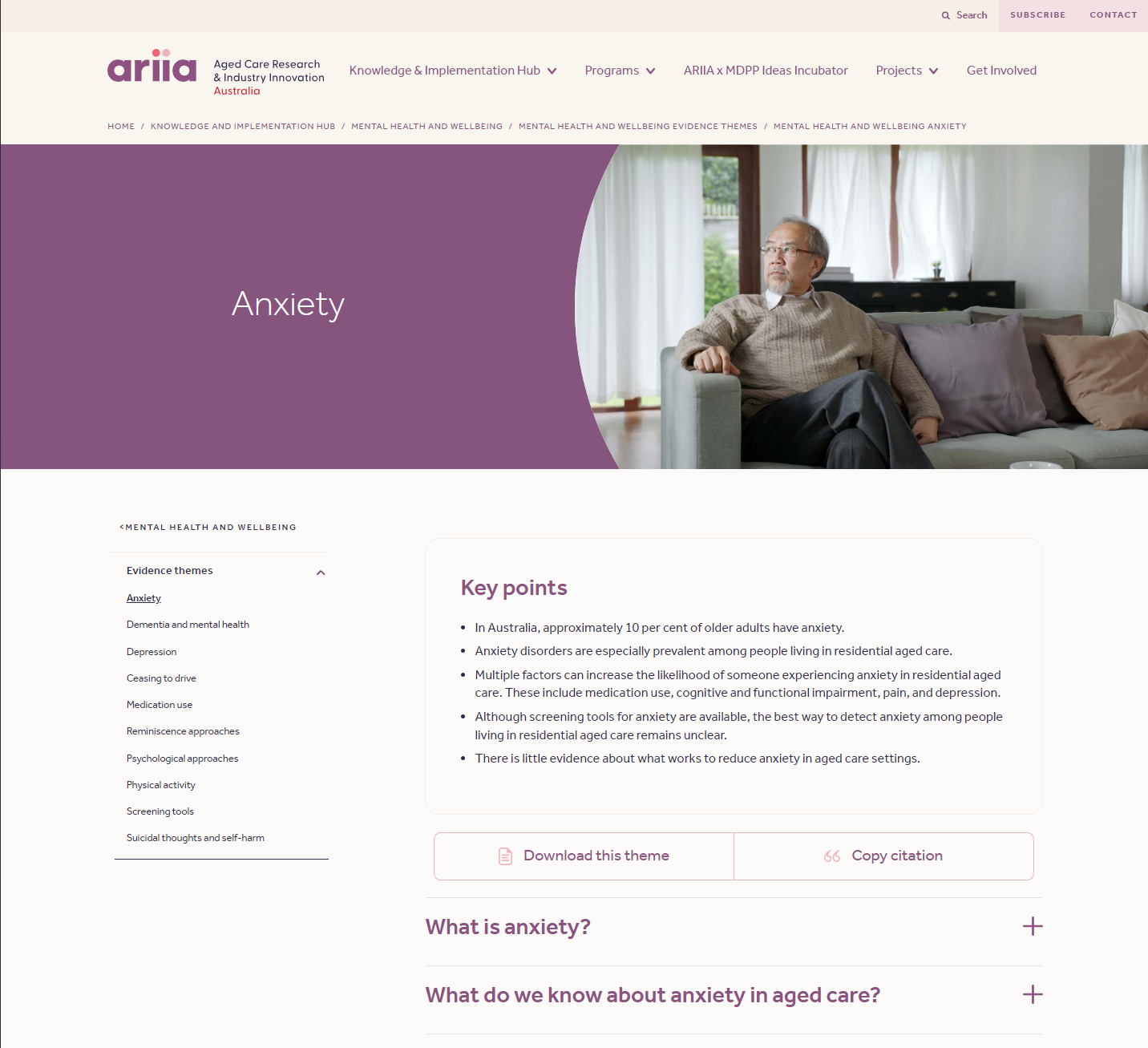 Mental health and wellbeing - Anxiety 