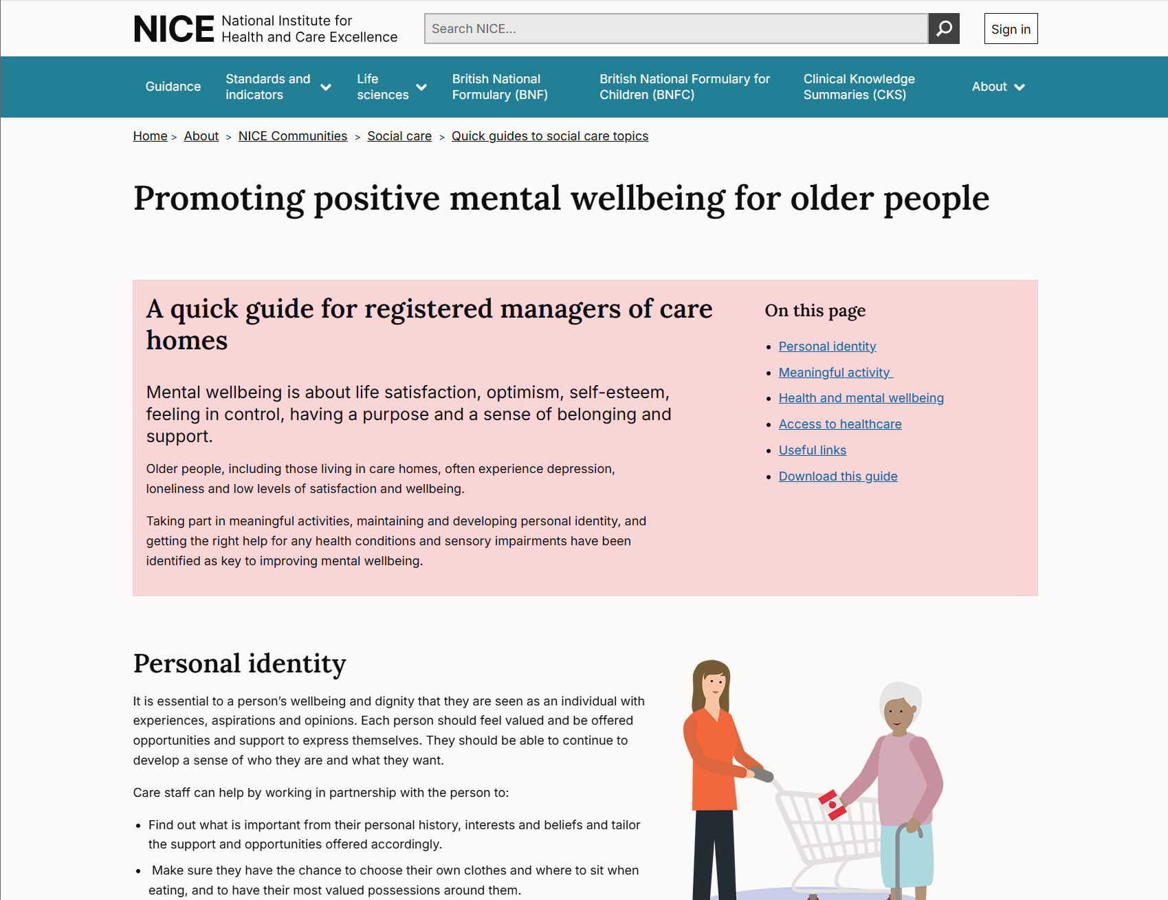 Promoting positive mental wellbeing for older people