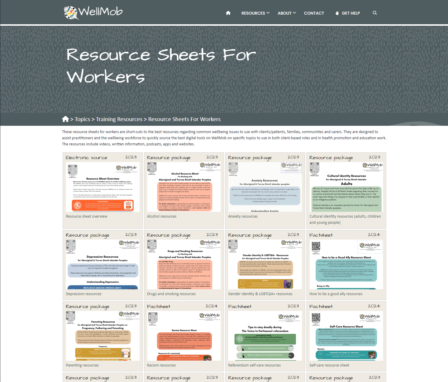 Resource sheets for workers – Social, emotional and cultural wellbeing online resources for Aboriginal and Torres Strait Islander People