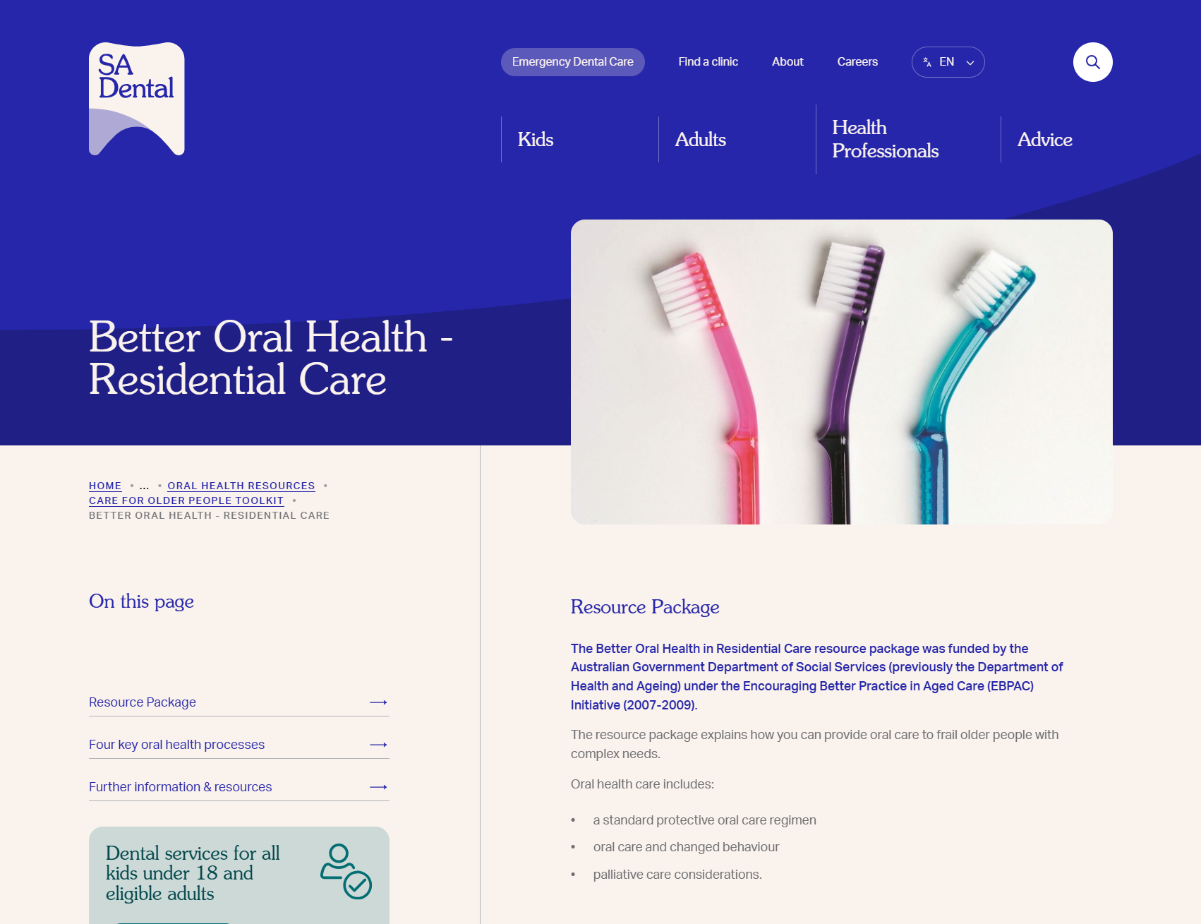 Better Oral Health - Residential Care
