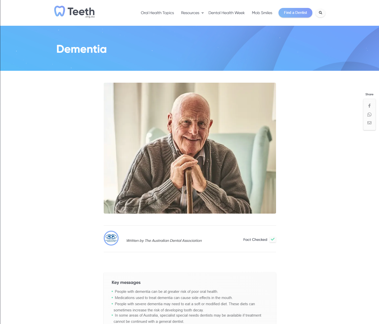 Dementia and oral health