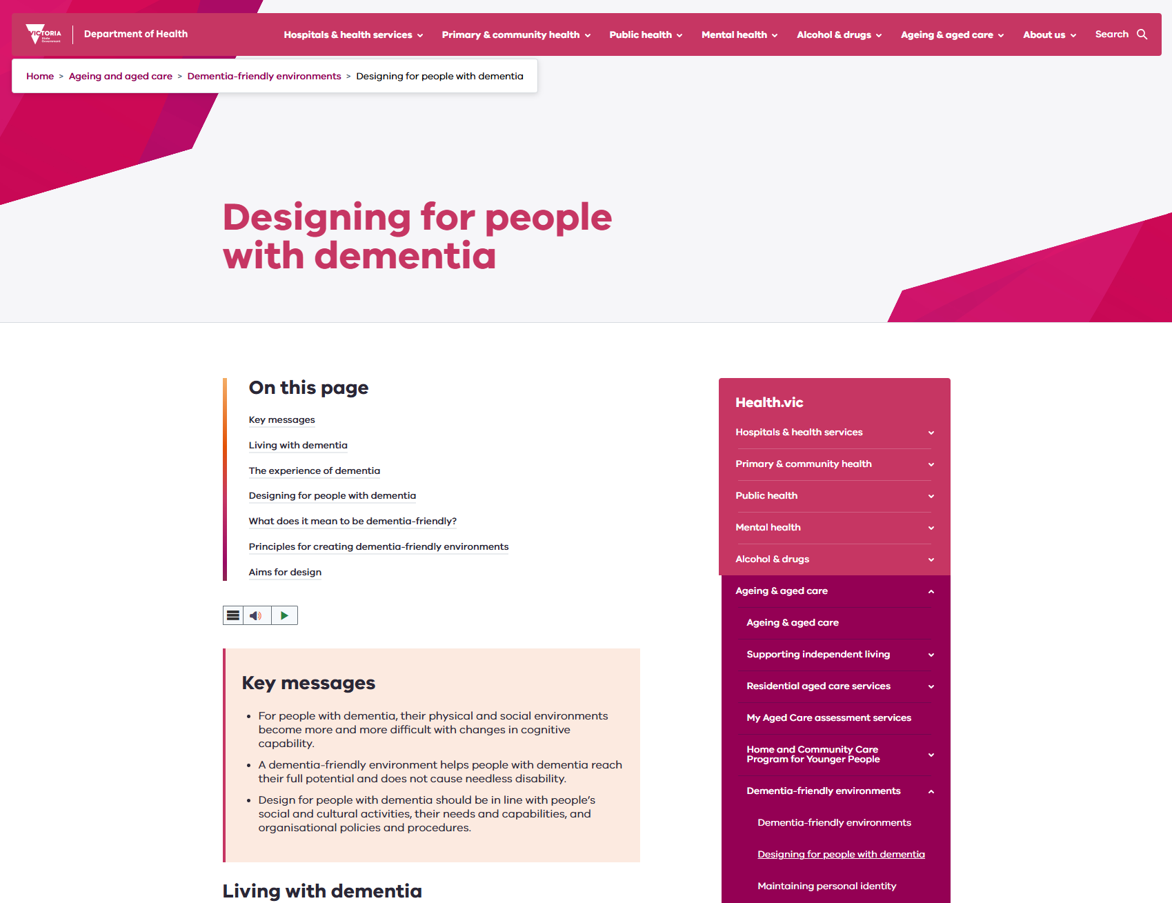 Dementia-friendly environments - Designing for people with dementia