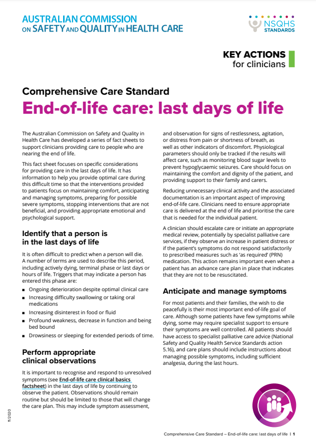 End-of-life care - Last days of life
