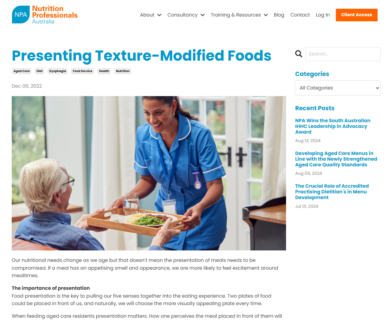 Presenting Texture - Modified Foods