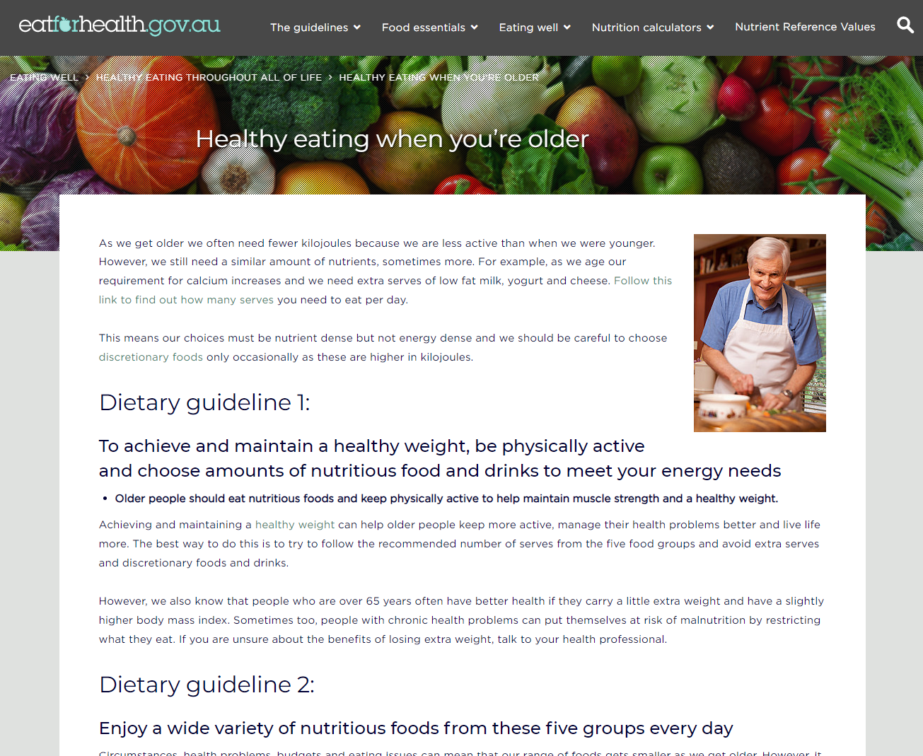 Eat for health: Healthy eating when you're older