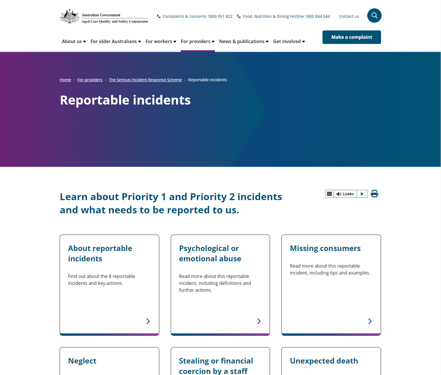 Reportable incidents