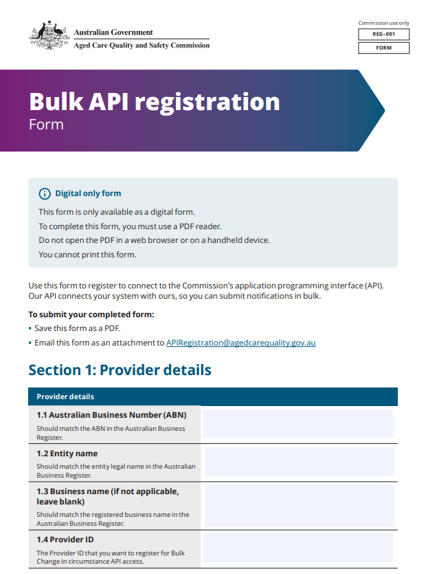 Bulk API registration form - image