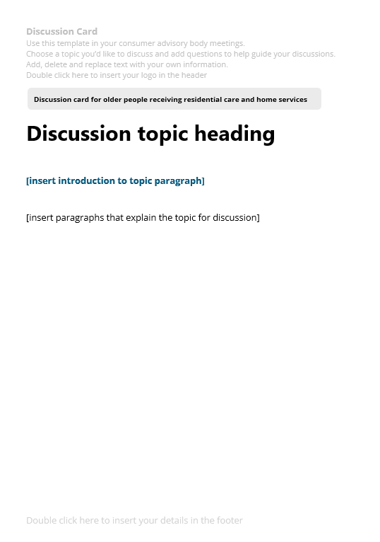 Consumer advisory body discussion card template thumbnail