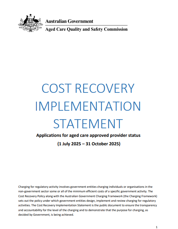 Cost recovery implementation statement