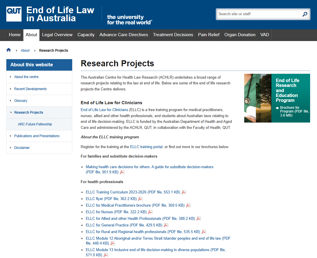 End of Life Law in Australia - research - website thumbnail