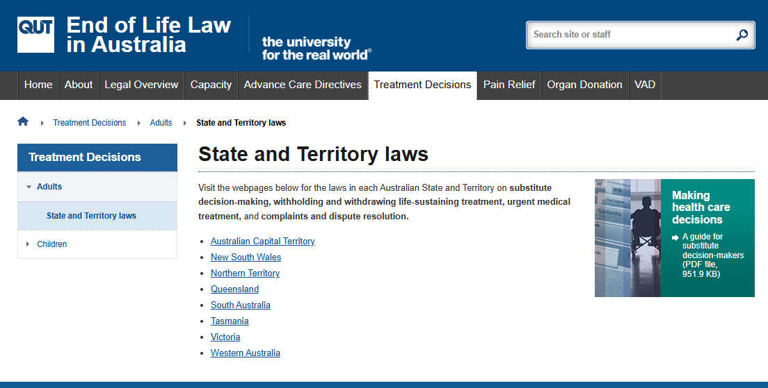 End of Life Law in Australia - website thumbnail