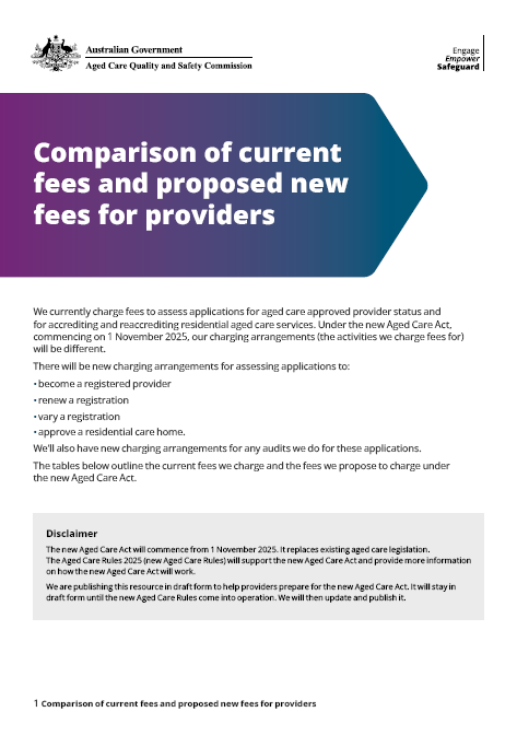 Fee comparison tables